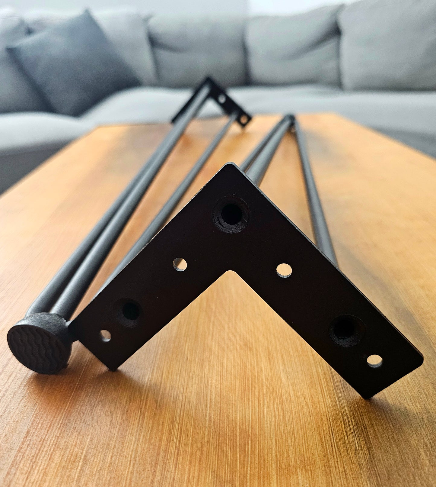 ASW Birch Wood Coffee Table with Hairpin Legs, Rectangular Center Table, Living Room, Home Office, Furniture, Natural Dark Honey with Black Nods