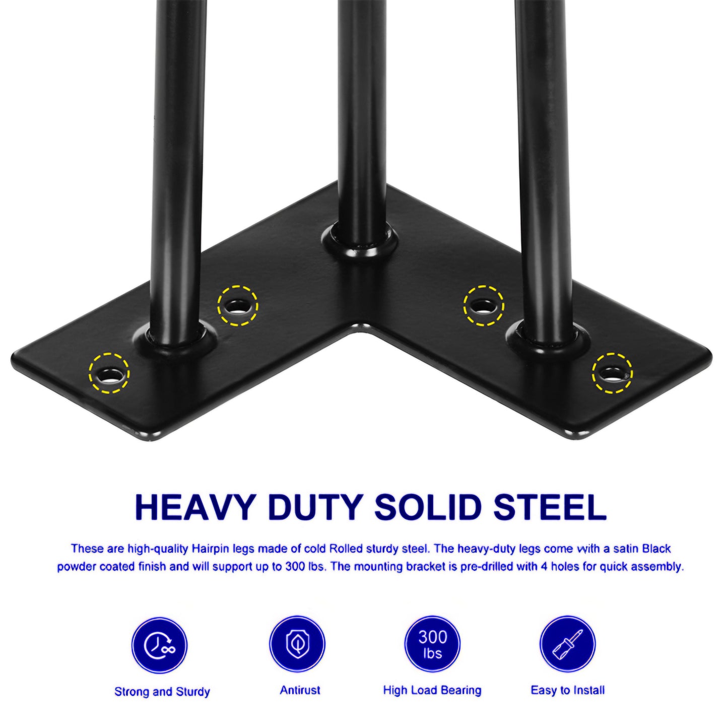 ASW Birch Wood Coffee Table with Hairpin Legs, Rectangular Center Table, Living Room, Home Office, Furniture, Natural Dark Honey with Black Nods