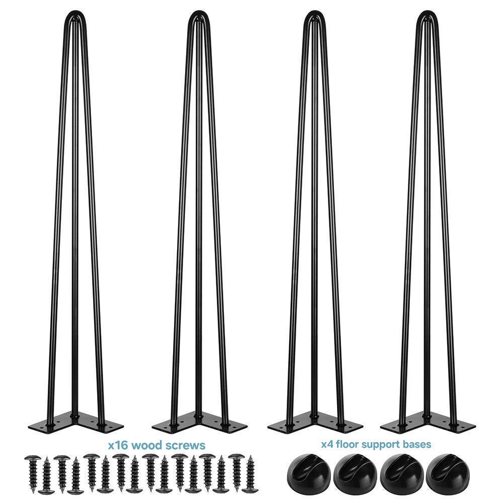 ASW Birch Wood Coffee Table with Hairpin Legs, Rectangular Center Table, Living Room, Home Office, Furniture, Natural Dark Honey with Black Nods