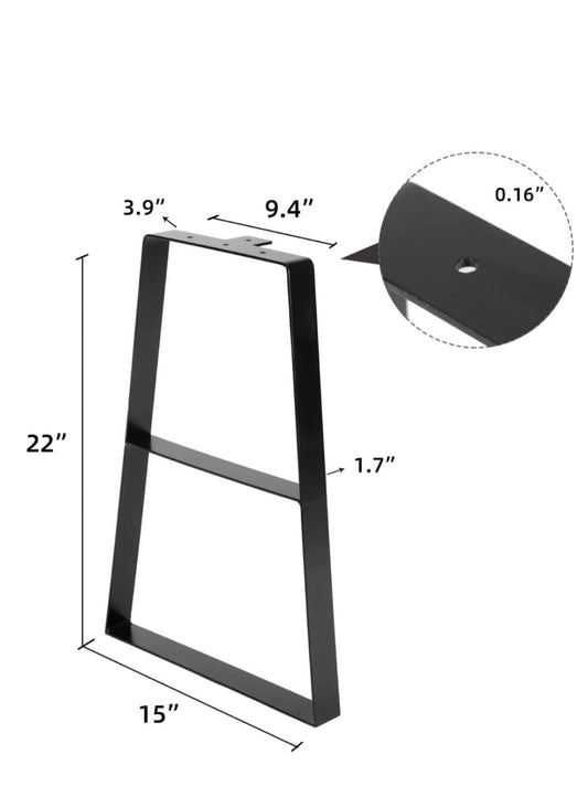 22” Trapezoid Metal Furniture Legs (Set of 2) – Heavy Duty Black Steel for Coffee Tables & Benches