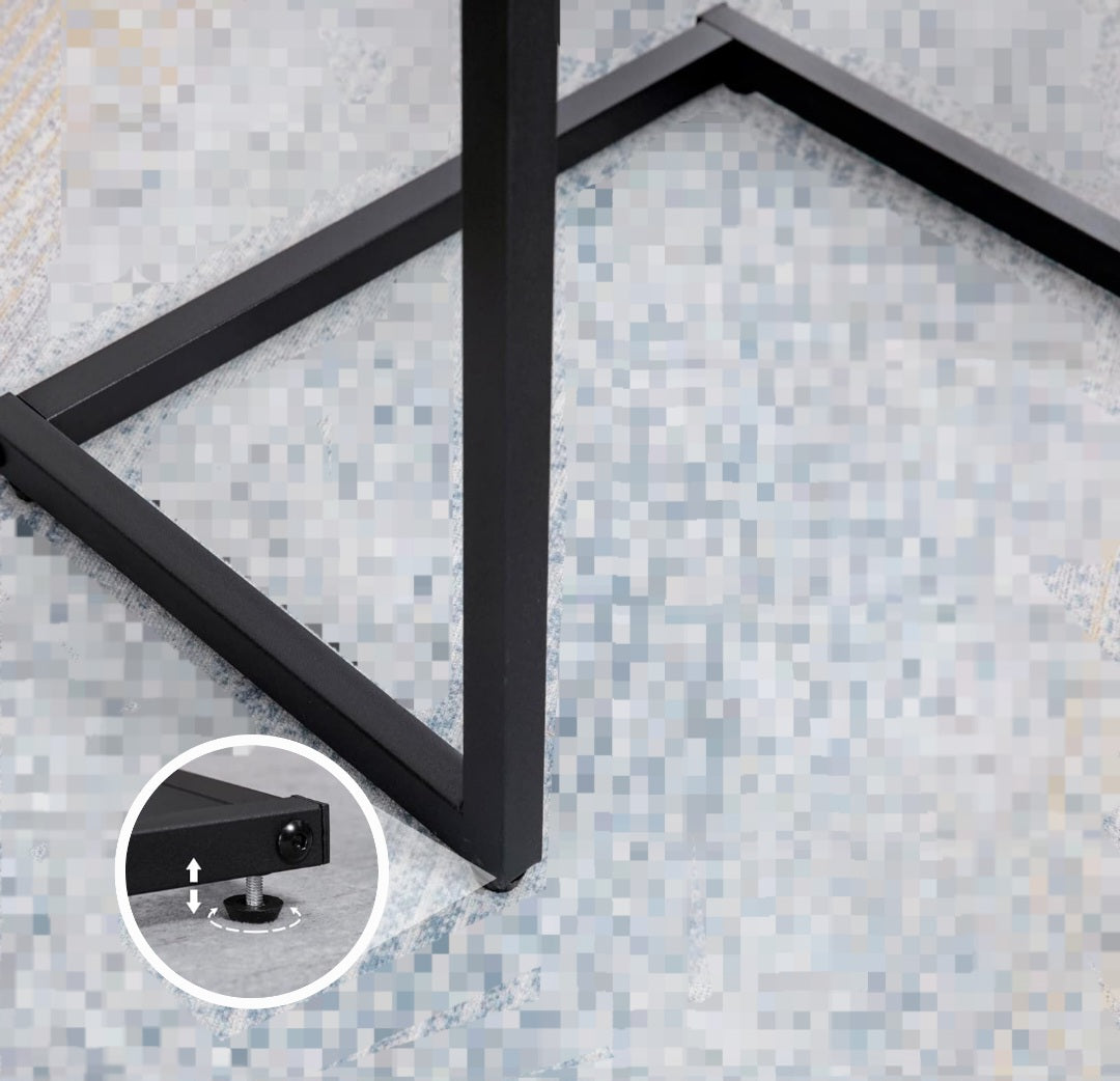 ASW Nesting Side / End Tables Set of 3, C-Shaped Straight Profile, Snack Side Table with Steel Frame for Sofa Couch and Bed, Rustic Brown