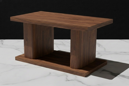 Mesa solid wood coffee table in Walnut – monolithic twin-pillar design – Artisan & Sons