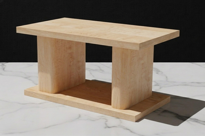 Mesa solid wood coffee table in Maple – monolithic twin-pillar design – Artisan & Sons