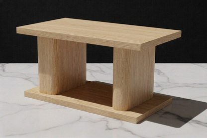 Mesa solid wood coffee table in White Oak – monolithic twin-pillar design – Artisan & Sons