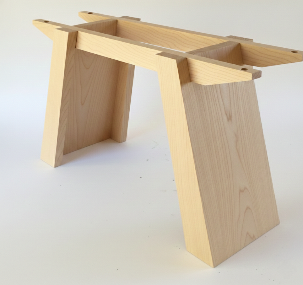 Libra handcrafted table base in Maple – full view – Artisan & Sons