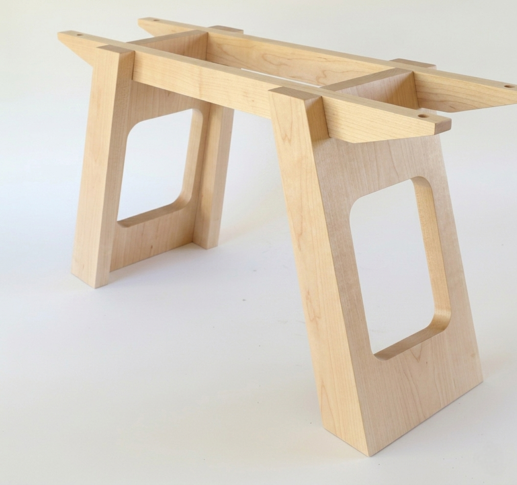 Libra handcrafted table base in Maple – rectangular cutout variant – Artisan & Sons