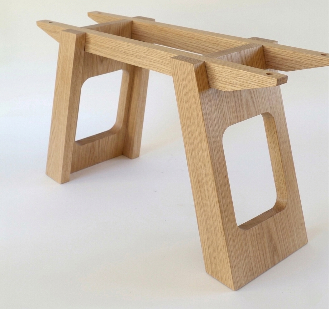 Libra handcrafted table base in White Oak – rectangular cutout variant – Artisan & Sons