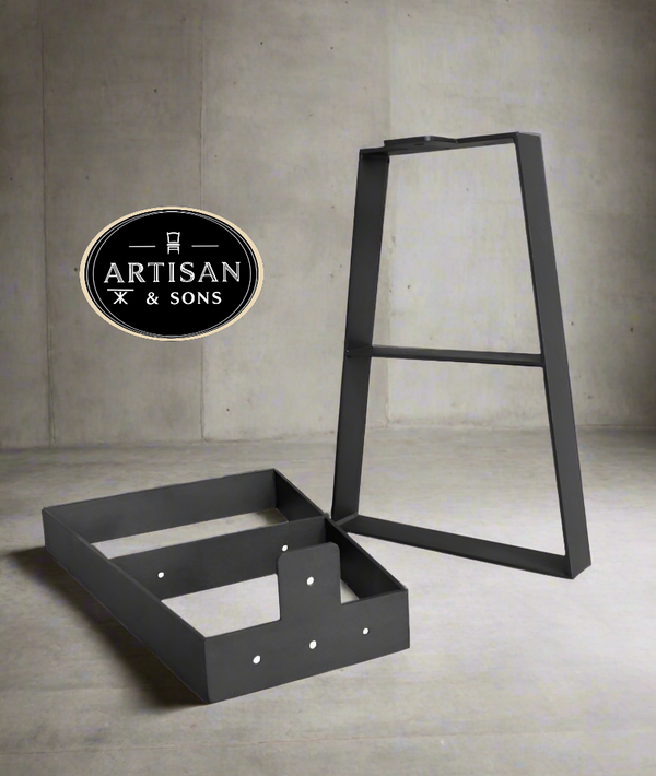 22” Trapezoid Metal Furniture Legs (Set of 2) – Heavy Duty Black Steel for Coffee Tables & Benches