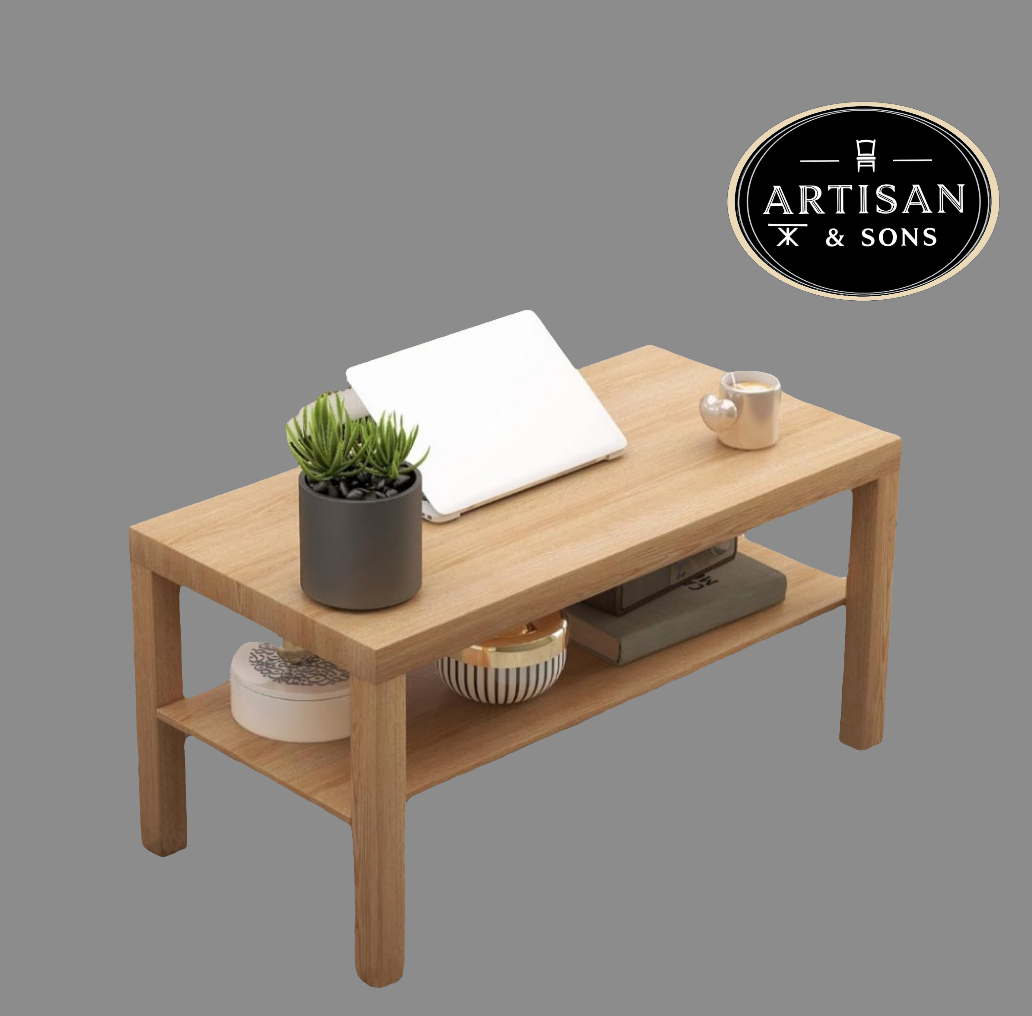 ASW Coffee Table with storage shelf, Rectangular Center Table, Living Room, Home Office, Furniture
