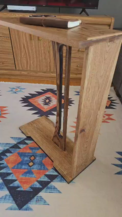 Harp End Table Handcrafted With Solid Wood 26" | 6 Wood Options