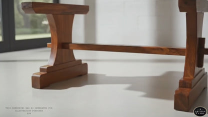 The Heritage: Solid Wood Trestle Coffee Table Base | Keyed Tenon Joinery & Mission Style, 20"