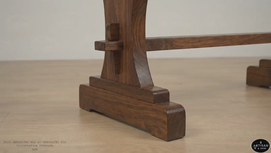 The Heritage: Solid Wood Trestle Coffee Table Base | Keyed Tenon Joinery & Mission Style, 20"