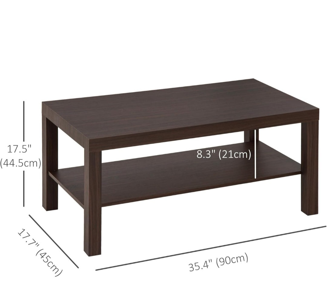 ASW Coffee Table with storage shelf, Rectangular Center Table, Living Room, Home Office, Furniture