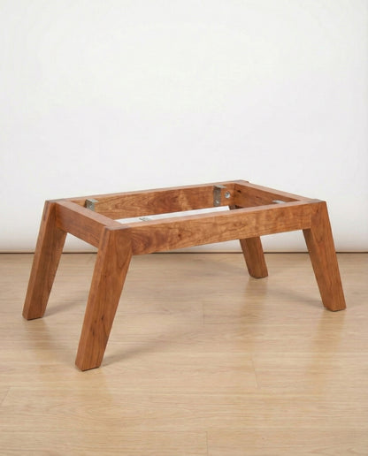 The Fjord solid wood coffee table base mid-century modern, side angle view – Artisan & Sons