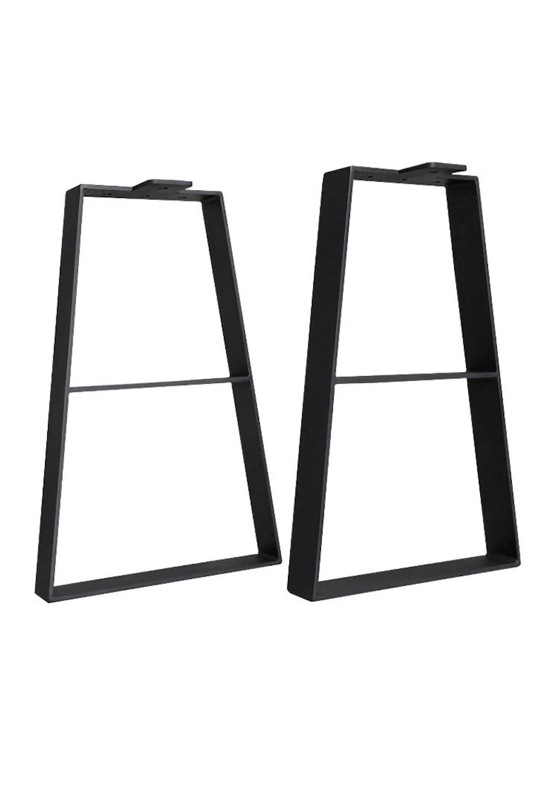 ASW 22'' Trapezoid Metal Table Legs Bench Legs, 2 Levels, Heavy Duty Furniture Legs for DIY Desk Legs, Black Metal End Table, Coffee Table, Side Tables, Sofa, Set of 2 (22"x9.5")