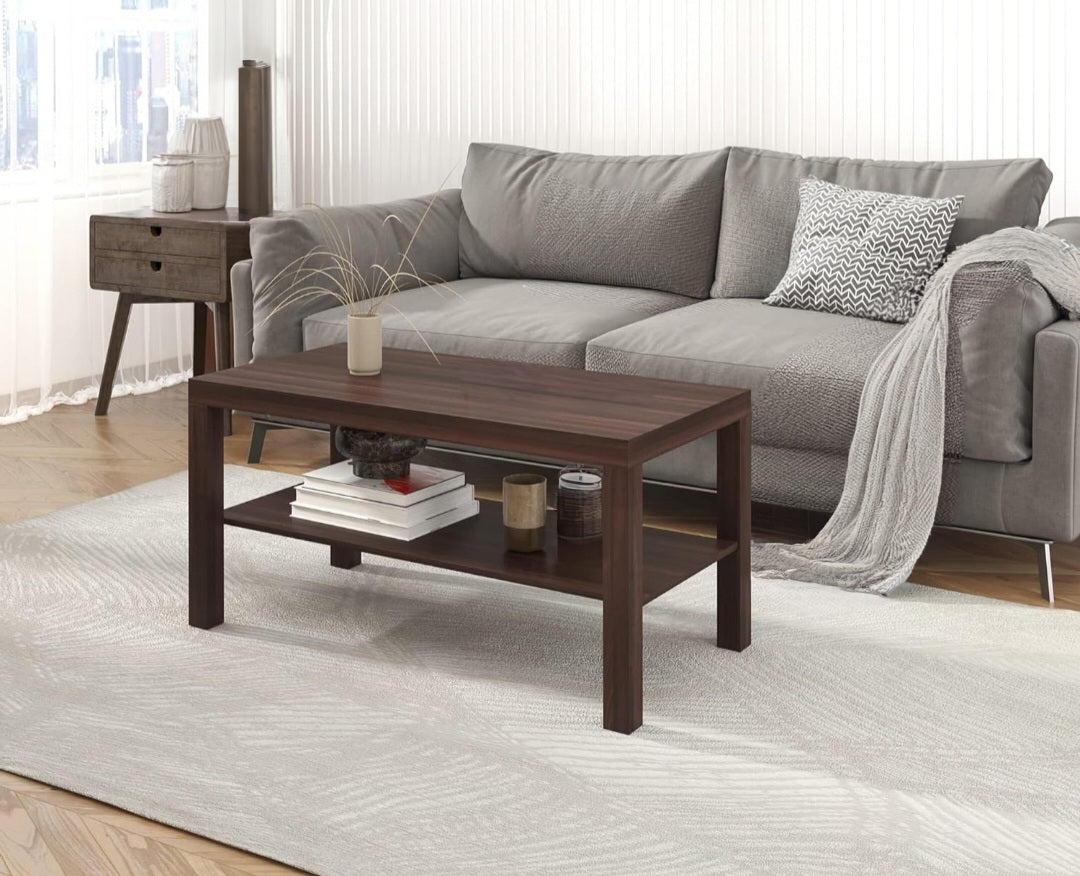 ASW Coffee Table with storage shelf, Rectangular Center Table, Living Room, Home Office, Furniture