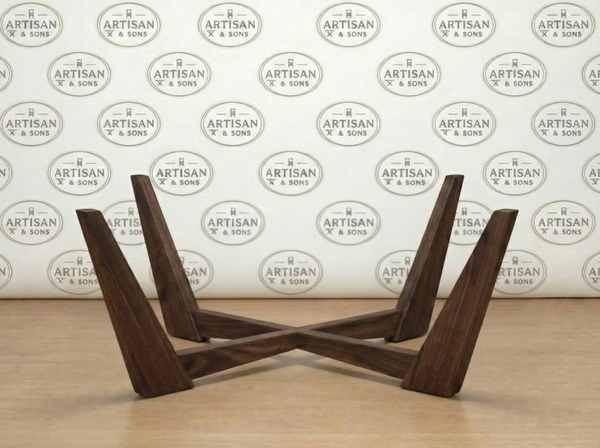 The Nexus: Solid Wood Cross-Base for Coffee Tables | Mid-Century Modern X-Legs, 20"