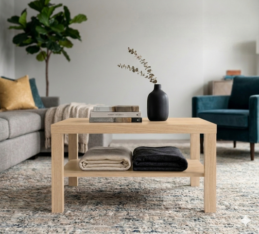 Modern Rectangular Coffee Table with Shelf - 35", Center Table for Living Room