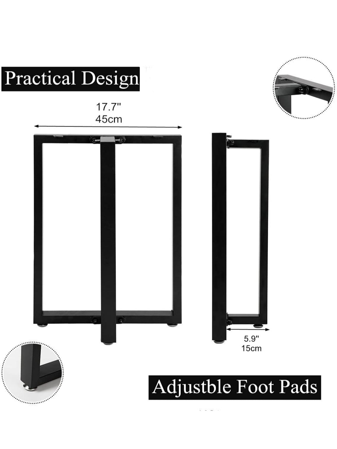 ASW T-Shape Furniture Legs, Heavy Duty Steel Table Legs, Industrial Furniture Legs, Dining Table Legs, Modern Coffee Table Legs, Office, Desk Table Legs (2Pcs)