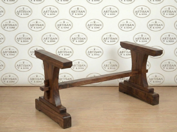 The Heritage: Solid Wood Trestle Coffee Table Base | Keyed Tenon Joinery & Mission Style, 20"