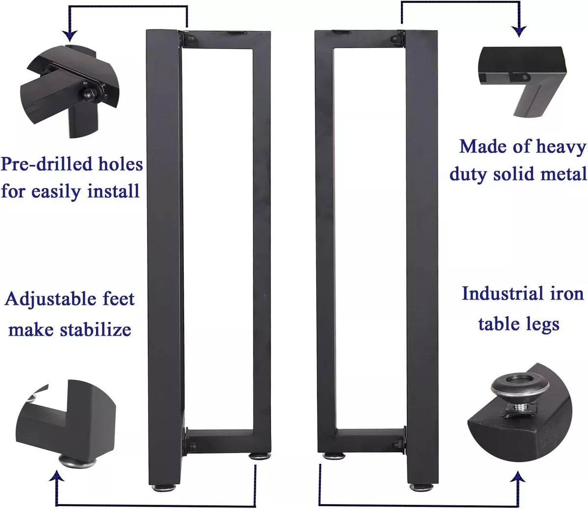 ASW T-Shape Furniture Legs, Heavy Duty Steel Table Legs, Industrial Furniture Legs, Dining Table Legs, Modern Coffee Table Legs, Office, Desk Table Legs (2Pcs)
