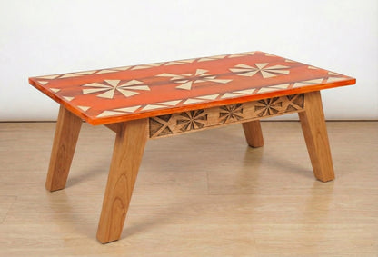 The Fjord solid wood coffee table base mid-century modern, styled room setting – Artisan & Sons