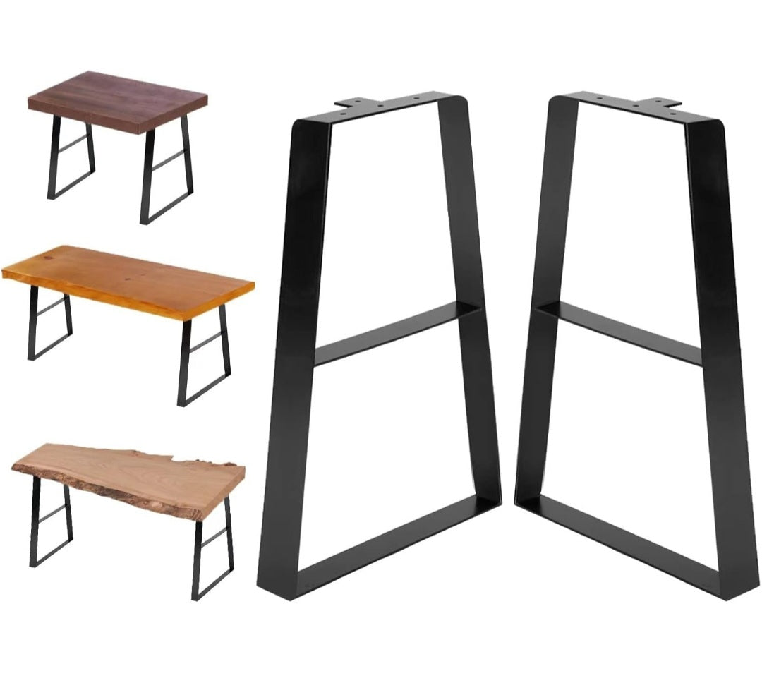 ASW 22'' Trapezoid Metal Table Legs Bench Legs, 2 Levels, Heavy Duty Furniture Legs for DIY Desk Legs, Black Metal End Table, Coffee Table, Side Tables, Sofa, Set of 2 (22"x9.5")