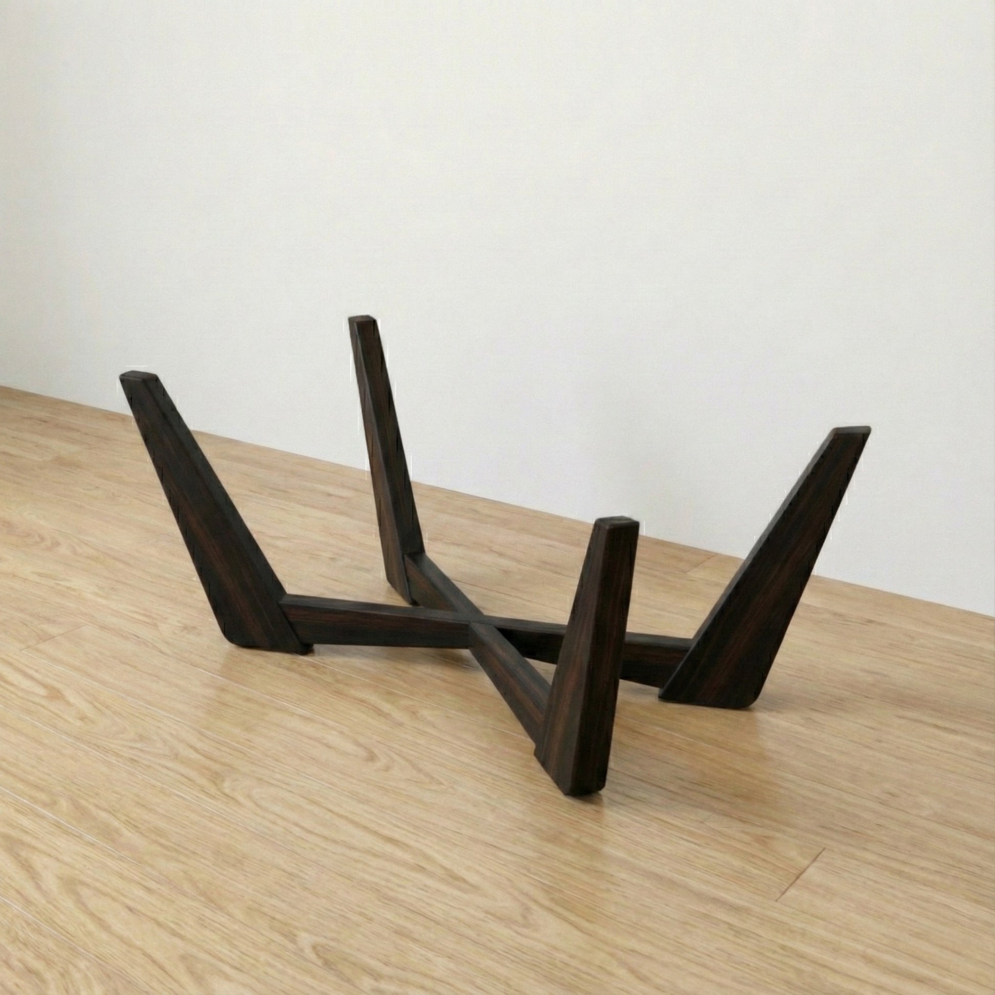 The Nexus solid wood cross-base coffee table mid-century modern, additional lifestyle view – Artisan & Sons